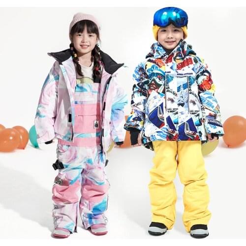 Childrens Ski Jacket Boys Girls Winter Outdoor Windproof Waterproof Thicken Warm Skiing Snowboard Jackets Pants Kids Snow Coat