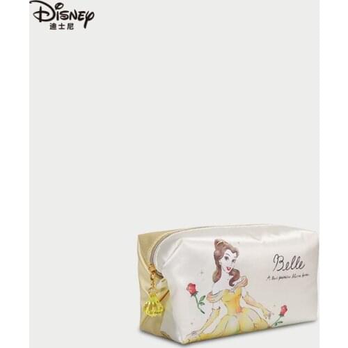 Disney Long Hair Princess Belle Makeup Bag Travel Portable Cosmetics Storage Wash Bag Waterproof Handbag