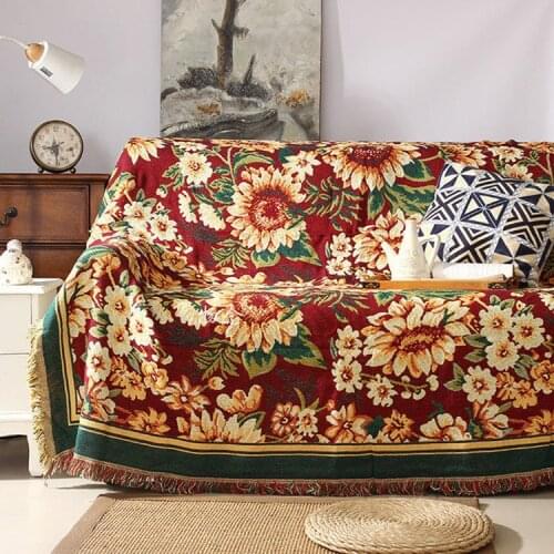 Aggcual best sale chrysanthemum flower throw blanket for sofa double-sided sofa towel Knitted blanket bedroom bedspread rug XT11