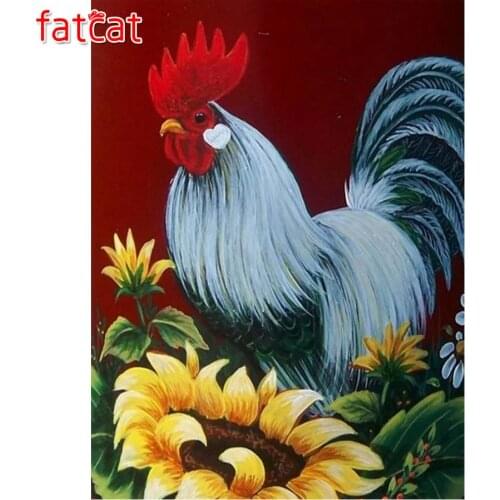 FATCAT Rooster flower 5d diy diamond painting kits full square round drill diamond embroidery sale wall decoration AE3024