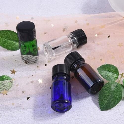 JETTING 5ML Travel Empty Small Round Glass Essential Bottle Empty Cosmetic Containers Nail Polish Bottle with A Lid Brush