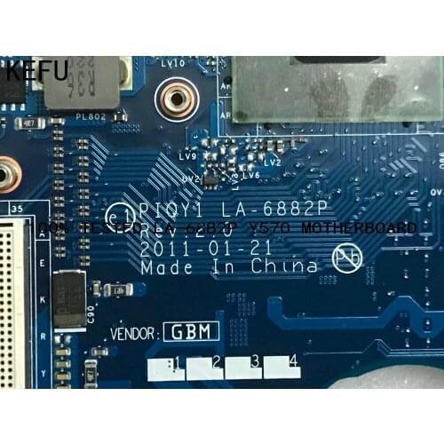 KEFU 100% HIGH QUALITY , MAINBOARD PIQY1 LA-6882P REV : 2.0 for Lenovo Ideapad Y570 LAPTOP MOTHERBOARD VIDEO CARD GT555 1GB