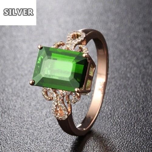 Luxury&Classic Gold Natural Emerald Green Gemstone Wedding Ring Diamond Ring For Women Fine Jewelry Valentine