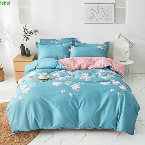 Bedding Set four Piece Printed Bed Linen SetsEuro150x200 Quilt Covers Pillowcases Sheets Queen King 135x200 200x200 160x200 size