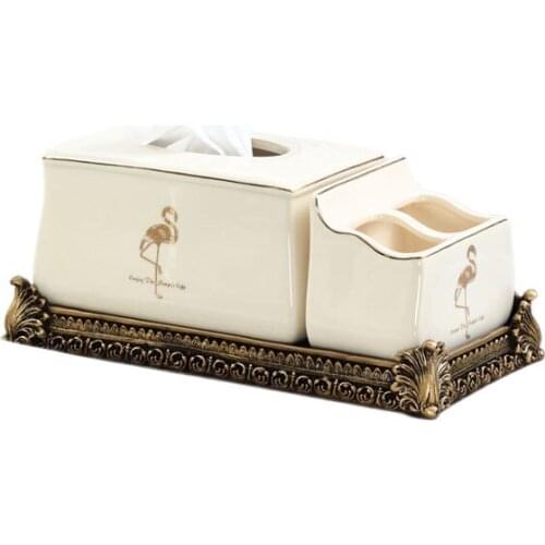 Creative ceramic tissue box storage box living room bathroom home desktop drawer ceramic decoration