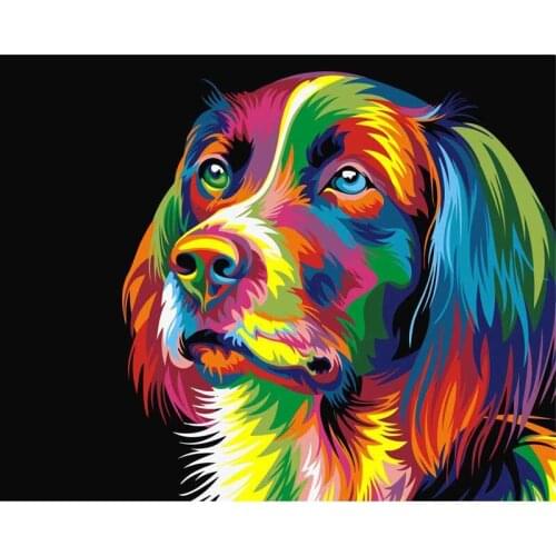 LaoJieYuan 5D Diy crystal Cross Stitch Full Diamond Embroidery dog pattern 3D Diamond Pebble round diamond painting