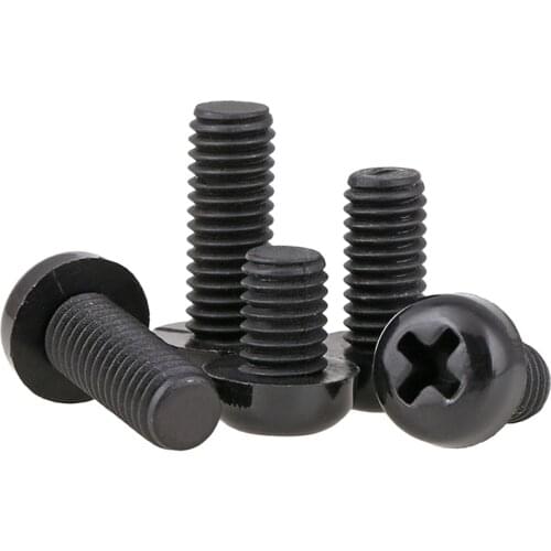 M3 M4 M5 M6 M8 Black Pan Head Cross Nylon Screws,GB818 Round Head Nylon Screws, Plastic Round Head Screws