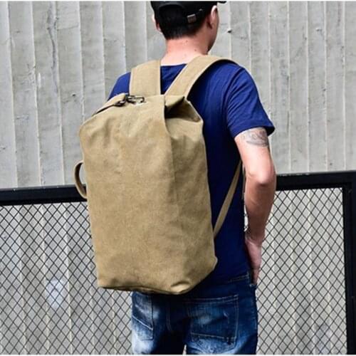 30L Large Capacity Multifunction Canvas Travel Bucket Bag Backpack Outdoor Camping Hunting Sports Luggage Bags Rucksack Handbag