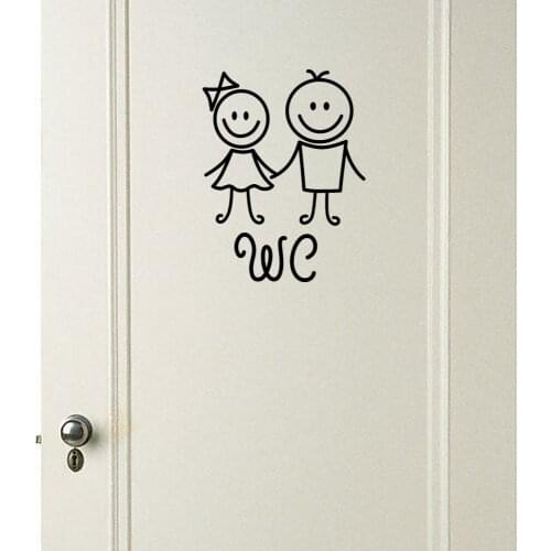 Cartoon Boy And Girl Wc Wall Sticker For Bathroom Decoration Vinyl Home Decals Waterproof Poster Door Stickers Toilet Sign #50g