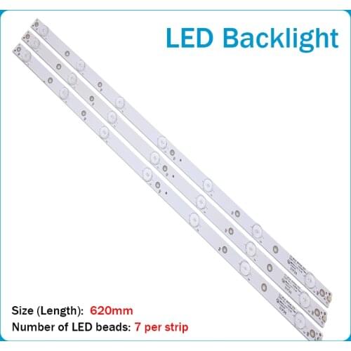 New Kit 3 PCS 7LED(3V) 620mm LED backlight strip for 32PFT4131 32PHH4101 GJ-2K16 D2P5-315 D307-V2 01N19 01N18