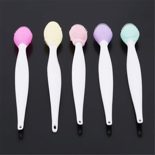 Cleansing Brush Double-sided Scrub Painless Brush Silicone Wash Face Cleansing Pores Exfoliating Blackheads Removal