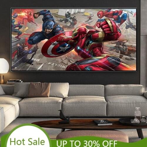 Marvel Poster Superhero Avengers Comics Canvas Painting Modern Art Wall Print Childs Room Iron Man Bedroom Picture Decor