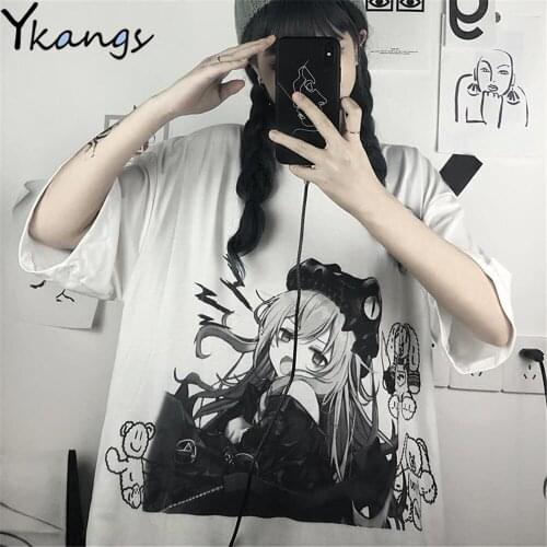 Plus Size Punk Goth Hip Hop Harajuku Street Oversized Summer Womens T-shirt Riverdale Anime Manga Short Sleeve Blouse Clothing