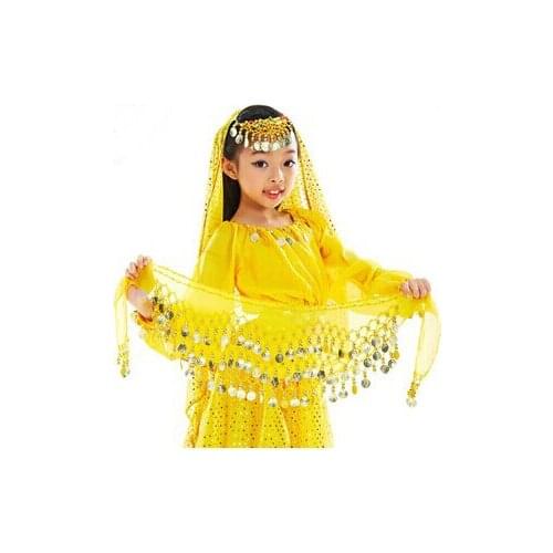 Free-shipping popular simple belly dance Hip Scarf for Children show nice 3 rows kid coins Belt wholesale