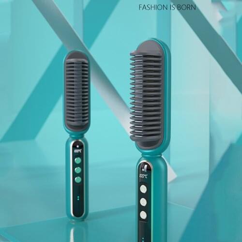 Professional Brush Hair Straightener Ceramic Electric Straightening Beard Brush Fast Heating Curler Straightener Comb Styler