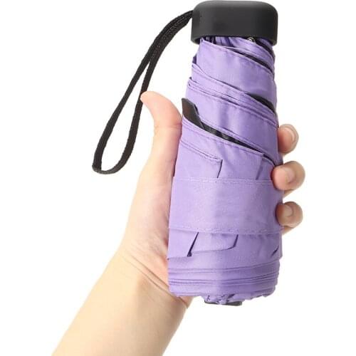 Mini Folding Sun Umbrella Girl Pocket Umbrella Anti-UV Agent Black Gum Rain Gear Lightweight For Outdoor Shopping Friends Gift
