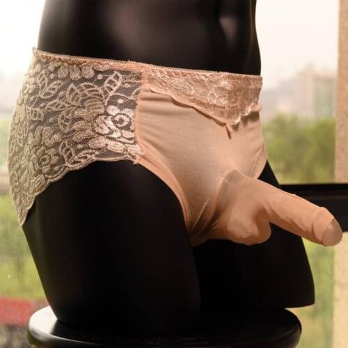 Mens Transparent Sissy Panties Sexy Lace Elephant Trunk Underwear Underpants Sexy Thong Low Rise T-Back Briefs Gays Lingerie