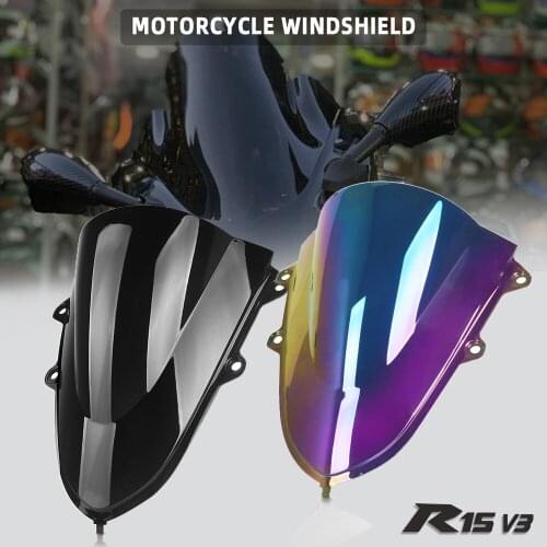 Motorcycle Wind Deflector FOR YAMAHA YZFR15 V3 2017 2018 2019 2020 2021 Windshield Double Bubble Spoiler Windproof Windscreen