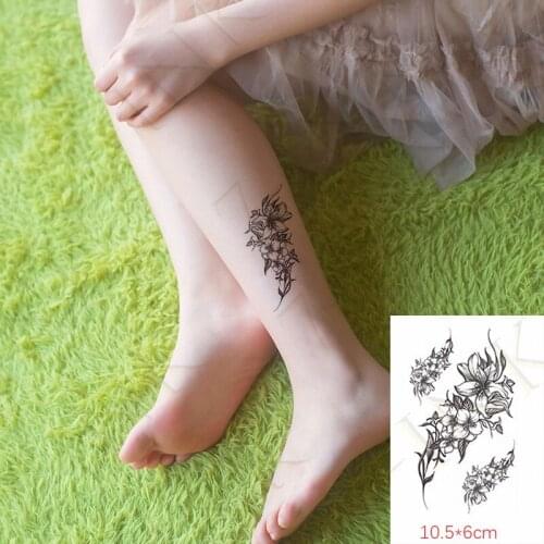 Waterproof Temporary Tattoo Sticker Lotus Rose Pattern Water Transfer Under Breast Shoulder Flower Body Art Fake Tatoo For Woman