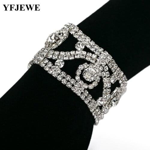 YFJEWE Promotion Lowest Price Wholesale Silver Plated Bracelet Chain Link Fashion Jewelry Crystal Bracelet Valentines Day B078