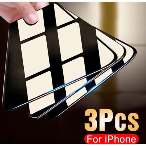 3PCS Protective Glass For iPhone 11 12 Mini Pro Max X XR XS Max 8 7 6 6S Plus SE 2020 Tempered Screen Protector Full Cover Glass