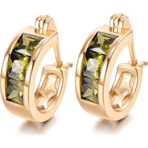 MxGxFam Gold Color 18 k Square Hoop Earrings For Women Fashion Jewelry AAA+ Cubic Zircon Good Quality