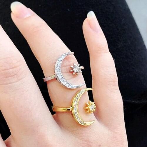 New Bling Gold Rose Gold Silver Color Chain Ring with Zircon Stone for Women Wedding Engagement Rings Fashion Diamond Jewelry