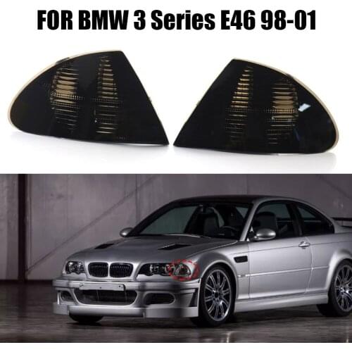 1 Pair Smoked Lens Corner Lights Turn Signals Car Lights Corner Turn Signal Lights for BMW E46 Sedan 98-01 No Bulbs