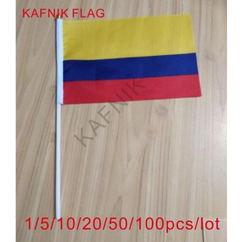 KAFNIK ,10/20/50/100pcs Colombia hand wave flags 14 * 21CM banner flag Colombia decorative countries flags