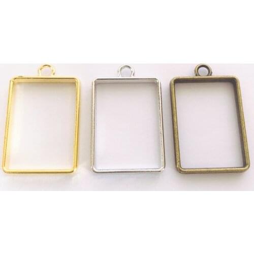 10Pcs Metal Rectangle Geometric Hollow Frame Pendant Charm UV Epoxy Resin Craft Bezel For DIY Jewelry Making Accessories