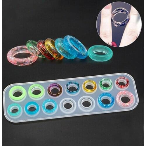 14 Hole DIY Rings Mold Handmade Collection Making Ring Jewelry Silicone Mold Crystal Epoxy Mould Epoxy Resin For Jewelry Making