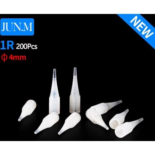 200Pcs 1R Permanent Makeup Needle Tattoo Tips For Permanent Makeup Eyebrow Lip Tattoo Machine Pen Accessories Tattoo Caps