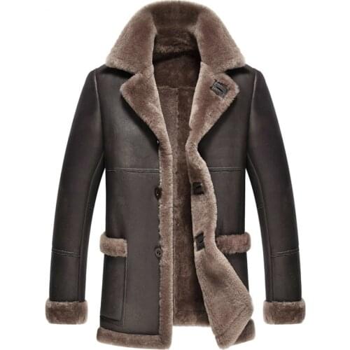 2020 Mens Natural Fur Coat Winter Genuine Leather Jacket Men Sheepskin Coat Mens Shearling Jacket Warm Fur Coats 4031 KJ3641