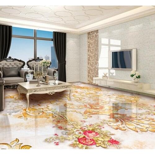 3d floor decor retro flower 3d floor wallpaper european marble flooring self adhesive waterproof wallpaper