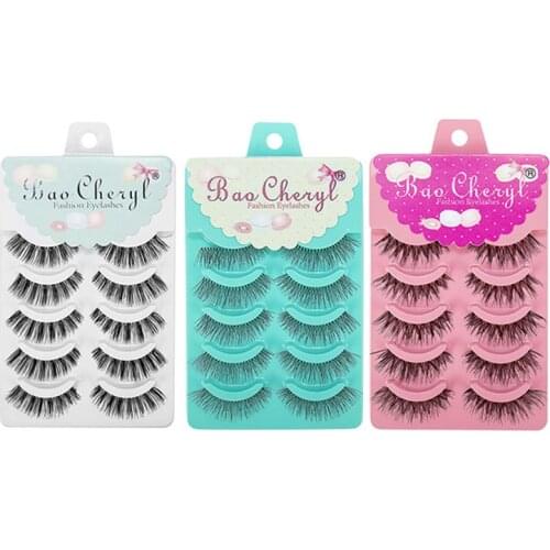 5 Pairs Natural Thick Full False Eyelashes Super Long Criss Cross Eyelashes Glamour 3D Strip Lashes Crisscross #91759