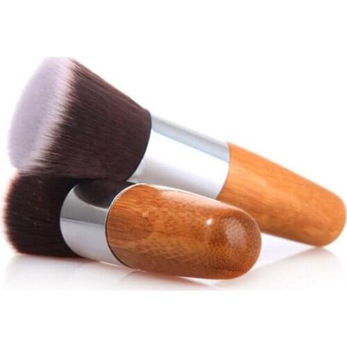 5 pcs Professional Flat Head Makeup Brushes Bamboo Handle Powder Foundation Brushes Cosmetics Professional Makeup Tools