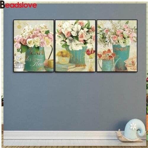 Diy 5d diamond painting rhinestone rose flowers for room decoration Diamond Embroidery Mosaic Cross Stitch Home Wall Decor