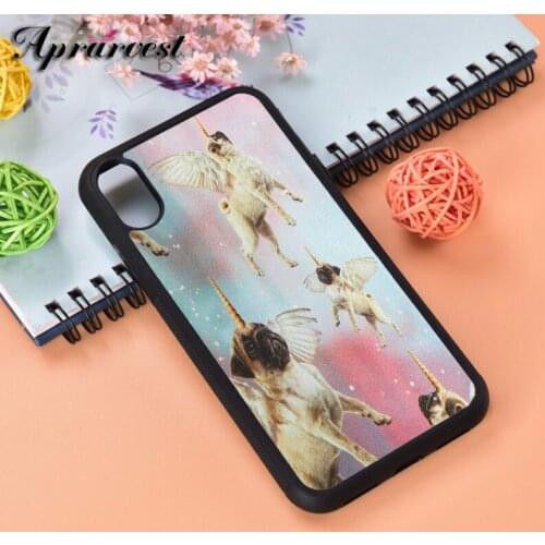 Aprarvest Trippy Unicorn Pug Silicone Rubber Phone Case Cover For iPhone 5 5S SE 6 6S 7 8 PLUS X XS XR MAX 11 PRO