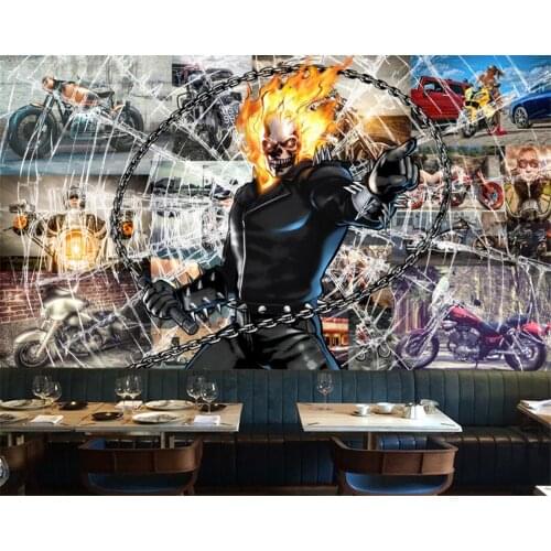 Beibehang Custom Wallpaper Soul Warrior Retro Motorcycle Continental Retro Poster Wallpaper Home Decorated Backdrop 3d wallpaper