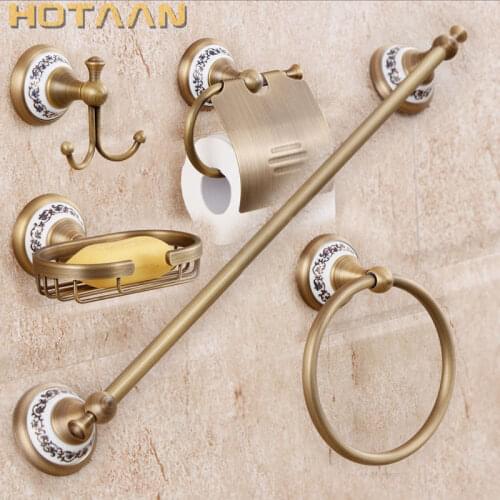 Free shipping,solid brass Bathroom Accessories Set,Robe hook,Paper Holder,Towel Bar,Soap basket,bathroom sets,YT-11500-5