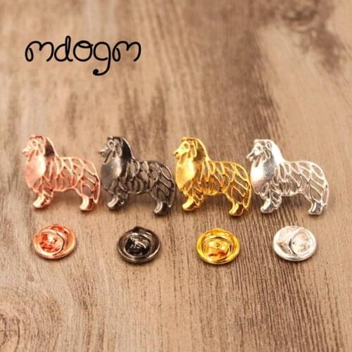 Cute Shetland Sheepdog Dog Animal Brooches And Pins Suit Metal Small Father Collar Badges Gift For Male Men B093