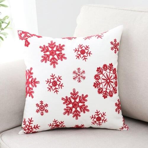 Decorative Snowflakes Cushion Cover Tufted Cotton Embroidery Red Blue Coffee Pillow Cover Woven Home Decoration Sofa Bed 45x45cm