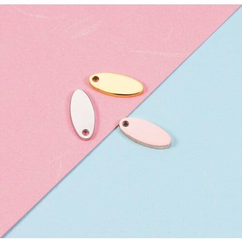 Fnixtar Small Oval Blank Round Tags Mirror Polished Stainless Steel DIY Stamping Plate Disk 5*12mm 20piece/lot