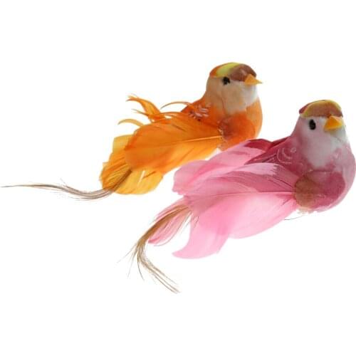 Artificial 2Pcs Foam Birds Lifelike Ornament Figurines Staute Model Miniatures Garden Outdoor Home Decor Shelf Display