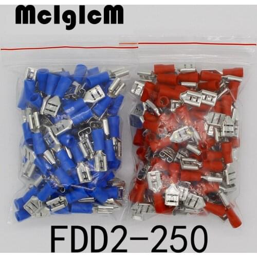 Female Insulated Electrical Crimp Terminal FDD2-250 for 1.5-2.5mm2 Connectors Cable Wire Connector FDD2.5-250 FDD