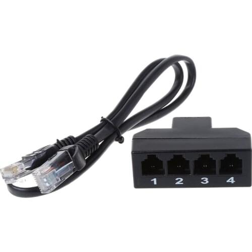 RJ11 6P4C Female To 4 Ethernet RJ45 8P8C Male F/M Adapter Converter Cable Phone