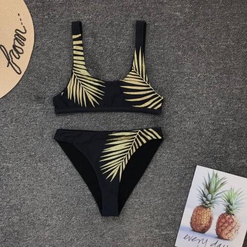 Sexy High Cut Bathing Suit Brazilian Bikini Set 2021 Tropical Leaf Print Swimwear Women Sexy Summer High Waist Swimsuit Biquini