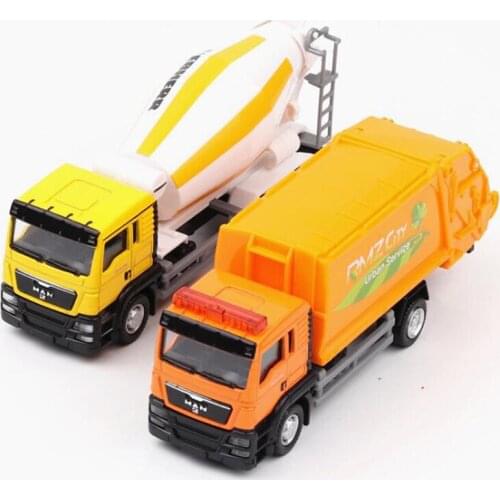 1/64 Scale Truck Model Die-cast Alloy Metal Car Mixer Sanitation Garbage Truck Model Toy Engineering Toy for Kids Collection