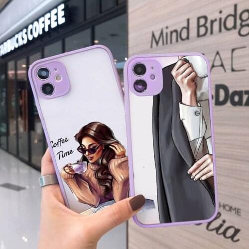 Girls Female boss fashion luxury shell Phone Cases funda matte transparent For iphone 7 8 11 12 plus mini x xs xr pro max cover