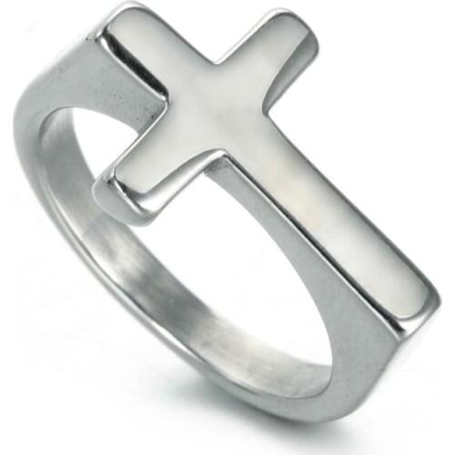 Simple Cross Rings for Men Boy Crucifix Gold Black Silver Color Ring Religious Male Jewelry Gift for Christian Catholicism